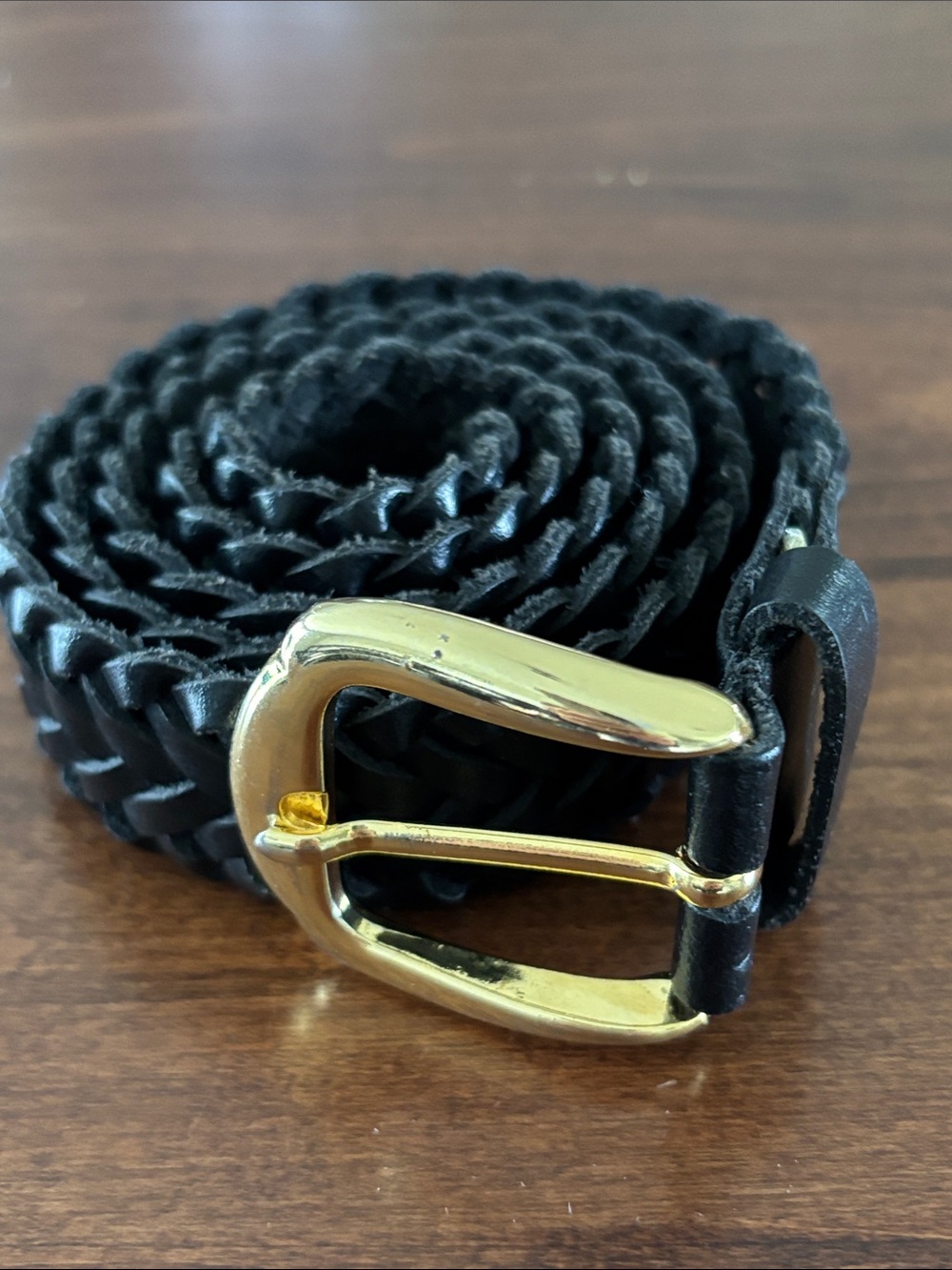 Belt - black woven leather.